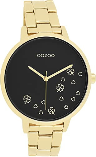 Oozoo Timepieces Damen Uhr in Gold Schwarz| Armbanduhr Damen mit Edelstahlarmband | Hochwertige Uhr für Frauen| Edle Analog Damenuhr in rund C11124