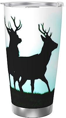 OHWODA Hirsch gedruckt 20oz Becher mit Deckel, tragbare Auto Tasse, Edelstahl Isolierbecher