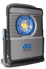 as – Schwabe ACCULINE MULTI LED Strahler 80 W, 11000 Lumen - mit Adapter-Set für Akkus verschiedener Hersteller (14,4V/18V) - 360° drehbar - robuster Baustrahler - 6 Leuchtstufen - USB-Ausgang, 46458