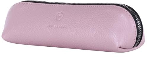 VON HEESEN® Echtleder Federmäppchen Leder Federmappe Etui für Stifte Mäppchen Schule Federtasche Uni Schlampermäppchen (Lavendel)