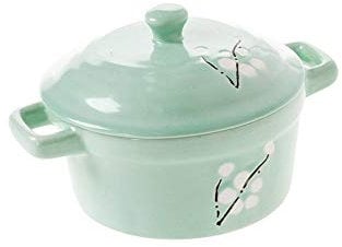 TEmkin Mini Ceramic Casserole Soup Pot with Handle Ceramic Cookware Cooking Pot Milk Egg Stew Pan Kitchen Pots Printed Cooker