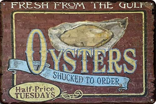 Metall Wanddekoration Lustiges Wandposter Nostalgic Art Metallschild Für Bar Garten Wohnzimmer 20x30 cm Frische Austern Louisiana New Orleans Gulf Kitchen Rustikal