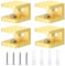 sourcing map Glass Shelf Clamp, 4Pcs Brass Glass Clamp for 8-10mm Thick Glass, Adjustable Glass Shelf Bracket Support Holder, Gold