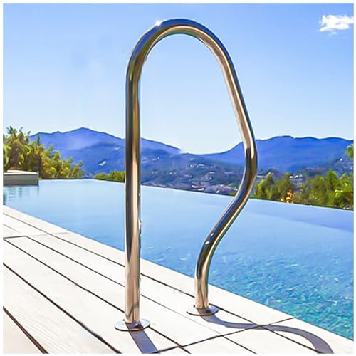 JENLER - Edelstahl-Pool-Handlauf – 304 Edelstahl Poolschiene | Ohrförmiges Design | Erweiterungsschrauben im Lieferumfang enthalten | 150 kg Tragkraft | 80 x 47 cm | 800 x 470 mm | für Bodenpools