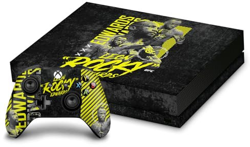Head Case Designs Offizielle UFC Typografie Leon Edwards Vinyl Haut Gaming Aufkleber Abziehbild Abdeckung kompatibel mit Xbox One X Console and Controller Bundle