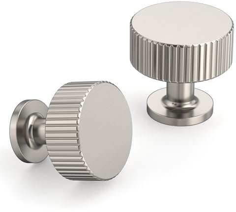 9BUILD 10 Pack Brushed Satin Nickel Drawer Knobs Zinc Alloy Cabinet Knobs Cupboard Knobs Kitchen Door Knobs Dresser Knobs Single Hole Wardrobe Knobs EU0054