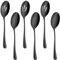 6PCS Cucchiaio da Portata a Foro, 22cm Cucchiaini da Insalata in Acciaio Inox,Cucchiaio da Cucina, Cucchiai da Portata Grandi per Buffet, Feste, Banchetti, Cucina (Nero)