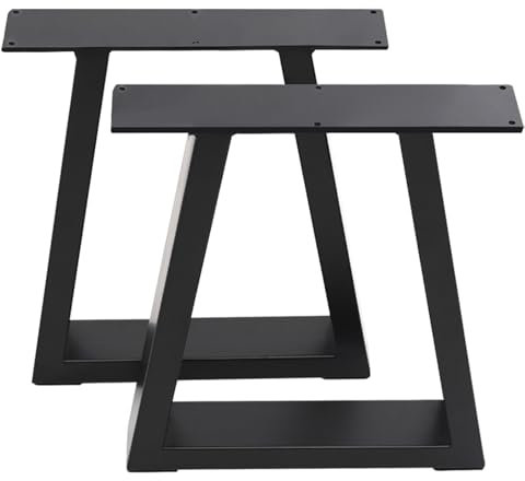 FUKEA Tischbeine Metall 2 Stück Trapezförmig Tischfüße Schwarz Tischgestell DIY Möbelfüße für Schreibtisch Couchtisch Esstisch Sitzbank B60 x H72 cm