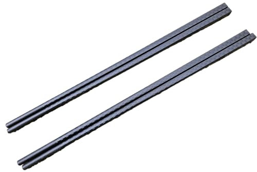 Fat-catz-copy-catz 2X Pairs Black Alloy Chopsticks Anti-Slip Durable Authentic Chinese Korean Japanese Chocksticks 24cm Length