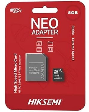 Carte MEMOIRE HIKSEMI M-SD 8G Micro SDHC - Serie C1 avec Adaptateur 92MB/s 10MB/s Class 10