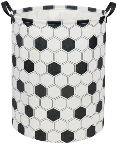 TIBAOLOVER Hexagon Football Kids Laundry Basket Baby Hamper Hexagon Football Toy Storage Bin for Boys Room Decor Baby Nursery Hamper Gift Baskets for Bedroom Bathroom(Football Hexagon)