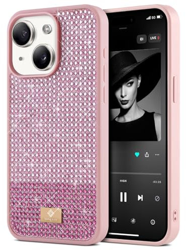 BEZ Case for iPhone 13 Case Glitter, with Bling & Co. Series, Sparkle Diamond Crystal Bling Case Cover for iPhone 13, Taffy Pink