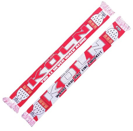 Schal Köln - You'll never walk alone, rot-weiß, Fussball, 1948, Fanschal, Strickschal
