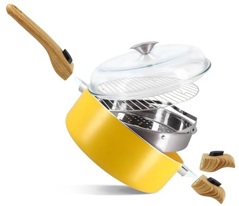 MENASTYL - Set culinaire multi-usages amovible Safran 28cm en aluminium - Ustensile tout-en-un compatible tous feux et lave-vaisselle - Revêtement en céramique - 6020896