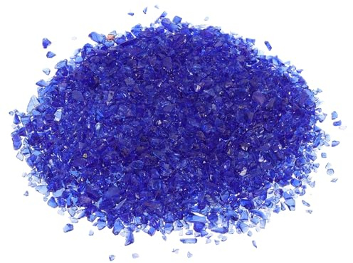 PATIKIL Dekorativer Glas-Kies 450g/1lb 3-6mm, Unregelmäßige GlitzerEdelsteinee Perlen Chips Gebrochene Zerkleinerte Feuerglas für Bastelvasenfüller Fischereitank Aquarium, Dunkelblau