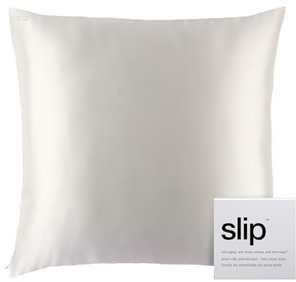 Slip Silk Reißverschluss Euro Pillowcase – 100 % reine Maulbeerseide, weiße Farbe, ultraweich & atmungsaktiv, Anti-Aging, Haar & Hautpflege, luxuriöses Satin-Finish, 65 x 65 cm, maschinenwaschbar