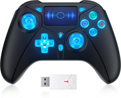 GGiking RGB Wireless Controller for PS5 with LED Light, Compatible with Playstation 5|Playstation 4|PC, Supports Remap and Adjustable Turbo, Controller Full Functions Support, with 2.4g Adapter
