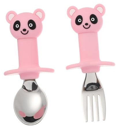 UPKOCH 1ensemble Fourchette Apprentissage Et Acier Inoxydable Outils De Repas Pour Nourrissons Design Panda Facile à Nettoyer Avec Poignée Courte Pour Confort Optimal