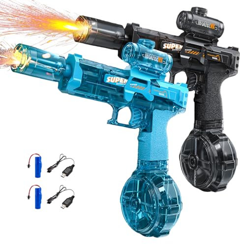 Electric Water Gun, 10-pack Rechargeable Water Gun, Capacity 300CC Toy Gun, 10m Range, Muzzle Flash Water Pistol Suitable for Summer Beach Pool Games, Comes With a Replaceable Battery-Enowelir