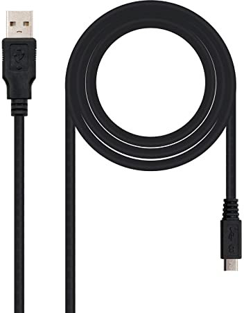 PRENDELUZ CABLE USB 2.0 Tipo A/M a Micro USB B/M, 1.8 m, ideal para cargar dispositivos y transferir datos de forma rápida y eficiente.