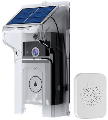 bjlysk Solar Wireless Video Doorbell with Night Vision, 2-Way Voice Changer, PIR Motion Detection & 3-Month Battery - Weatherproof, No Drill Installation, 38 Ringtone Choices