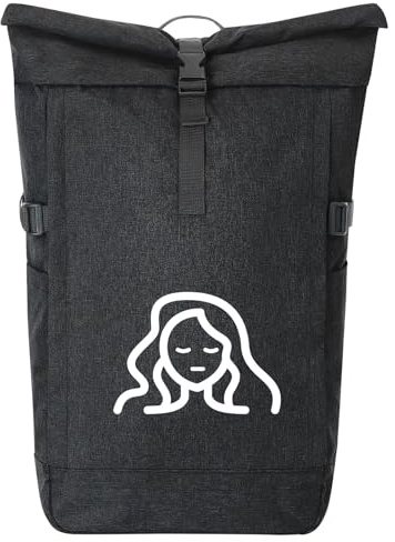 Huuraa Kurierrucksack Jungfrau Sternzeichen Symbol 30-44 Liter Black Melange Fairtrade Rolltop Rucksack Geschenkidee