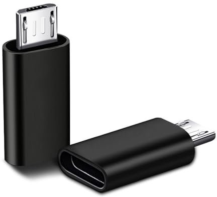 Adaptateur Micro USB vers USB C (Lot de 2), Adaptateur Type C Mâle vers MicroUSB Femelle Compatible avec Samsung Galaxy, Huawei, Téléphones Type-C,Tablettes et Plus (Noir/Noir)