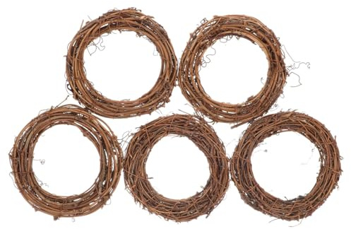 Operitacx 5 Stück Rattankränze 6 Zoll Weidenkranz Natürlicher Geflochtener Rebenkranz für DIY Weihnachtsdekoration Türkranz Wanddeko Hochzeit Party