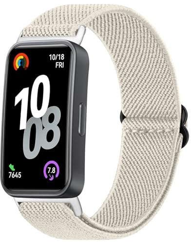 Amzpas Armband Kompatibel mit Huawei Band 10 / Huawei Band 9 / Huawei Band 8 für Damen Herren, Elastisches Nylon Verstellbares Armbänder, Breathable Sport Uhrenarmband Ersatzarmband (Sternenlicht)