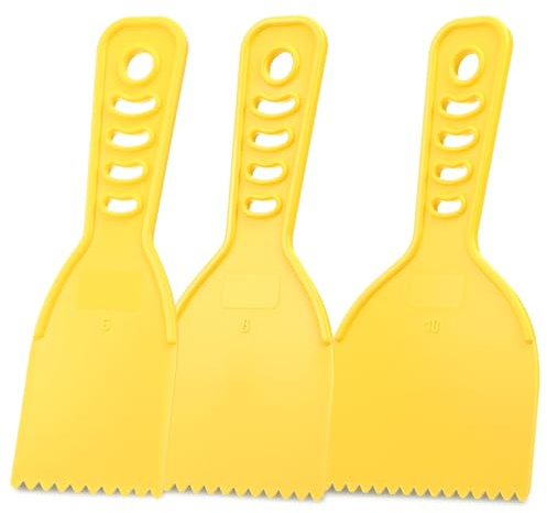 Lothee Adhesive Spreader Plastic Notch Trowel with Handle Adhesive Barrier Spreader Tool in 3 Sizes Notched Glue Applicator Kits for Automotive Body Fillers Putties Glazes Epoxy Resin Caulk Glues