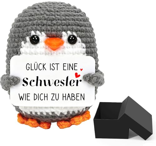 Montrestar Mini Pinguin Geschenke für Schwester, Beste Schwester Geburtstags Geschenke, Pocket Hug Pinguin Puppe, Romantische Geschenk für Sie Geburtstag Weihnachten Silvester Oster