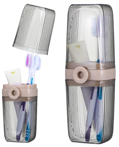 Reise Zahnbürsten Etui, Tragbarer Zahnbürstenbecher mit Abdeckung Unterwegs Zahnbürsten Etui Kunststoff Toothbrush Case für Camping Zuhause