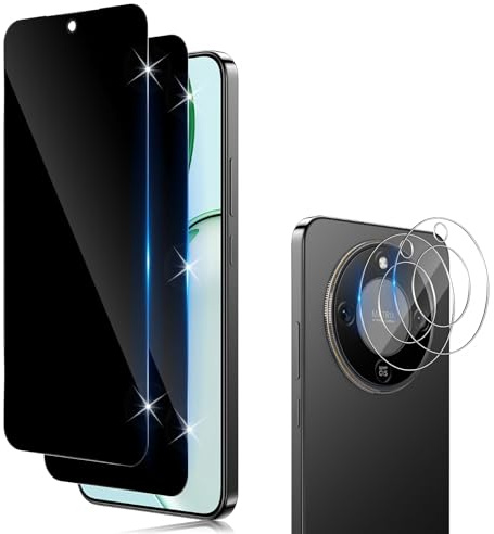 Hengnewro für Honor Magic 8 Lite für Panzerglas Sichtschutz 2 Stück Schutzfolie Folie Sichtschutz Zubehör + 2 Stück Kameraschutz, 9H Härte Stoßfest Kratzfest Anti-Fingerabdruck Sichtschutzfolie