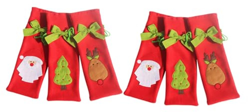 GALPADA 6pcs Christmas Wine Bottle Cover Wine Bag Christmas Tree Santa Reindeer Festive Decoration for Bottle Holder Party Random Style