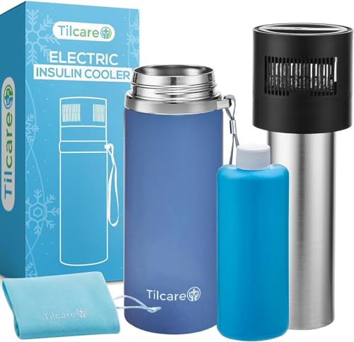 Custodia per insulina elettrica con caricatore USB & Bio Gel van Tilcare – penna herbruikbare Vriesfles, Onbeperkt uur – Grote Capaciteit TSA Goedgekeurde Koeletui – Houdt tot 6 pene diabetiche