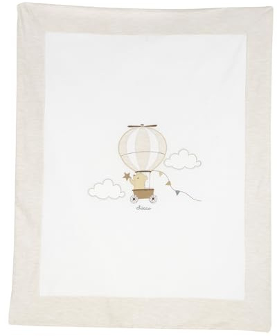 Chicco, Coperta carrozzina sfoderabile, Simpatiche grafiche di animaletti (Bianca/Beige (Orsetto e Mongolfiera))