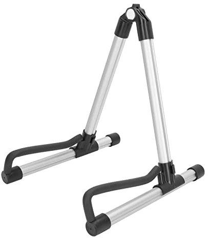 ZIXINNKC Faltbarer Gitarrenständer, Verstellbarer, klappbarer Instrumentenständer aus Metall für Streichinstrumente (Silber)
