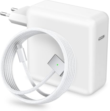 96W Caricabatterie Magnetico, Mac Book Caricabatterie Rapido con USB-C Auf T-Tip 2m Cavi Adattatore Mag3 Compatibile con MacBook Pro 14/16 Pollici MacBook Air 13/15 Pollici, Sostituzione (Mid 2021