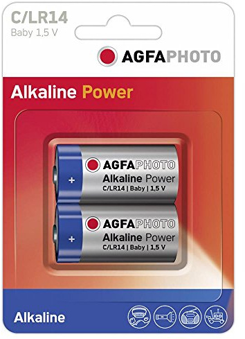 AgfaPhoto LR14 – Nicht aufladbaren Batterien (Alkaline, 1,5 V, grau, rot, Baby C)