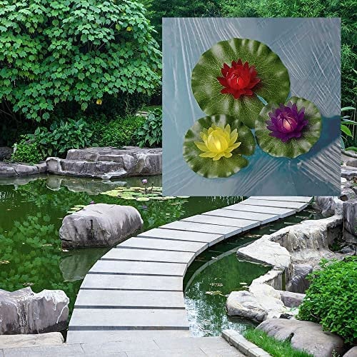 Dapo 5 x Garten-Teich-Dekorations-Leuchte-Lampe SEEROSEN mit Beleuchtung, schwimmende Blüten aus hochwertigem Kunststoff, à 2W, 12V, IP55