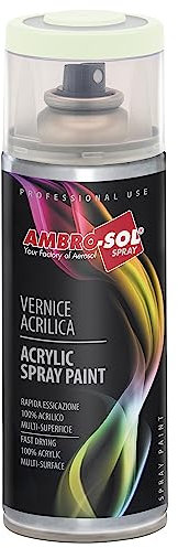Ambro-Sol V4009002 Smalto Acrilico Multiuso, Vernice Brillante per Interni ed Esterni, Adatto per Qualsiasi Tipo di Materiale, Bomboletta Spray in Banda Stagnata Riciclabile 400 ml, Bianco Grigio