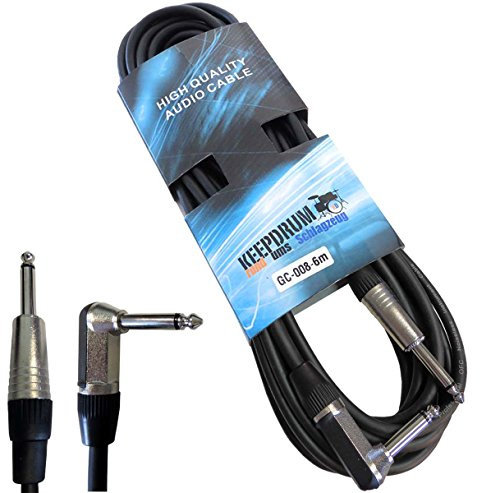 keepdrum GC-008 6m Instrumentenkabel Winkelstecker Gitarrenkabel Klinke abgewinkelt - Klinke gerade 6,3mm