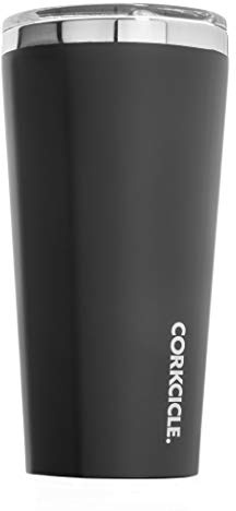 Corkcicle Canteen - Triple Insulated Stainless Steel Water Bottle with Straw - Keeps Cold for 25+ Hours and Hot for 12 Hours - Leakproof, Reusable, BPA-Free, Dishwasher Safe - Matte Black, 475ml/16oz