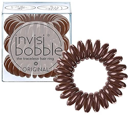 invisibobble Original Haargummi Pretzel Brown I 3x Spirale Haargummis braun für Mädchen, Damen & Herren I designed im Herzen Münchens