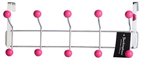 Buckingham 30013 Door 10 Hook Hanger, Chrome Plated, Pink Plastic Balls, Premium Quality