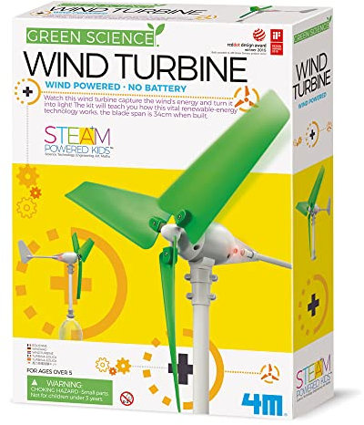 HCM Kinzel Green Science Eco Engineering Wind Turbine - Experimentier-Set für Kinder - Entdecke die Funktionsweise einer Windturbine - Fördert MINT-Fächer