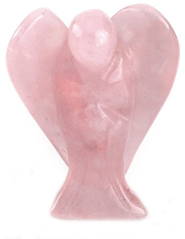 CrystalTears Rose Quartz Crystal Guardian Angel 1.5” Healing Crystal Gemstone Pocket Angel Figurine Gifts for Birthday Christmas Mother’s Day