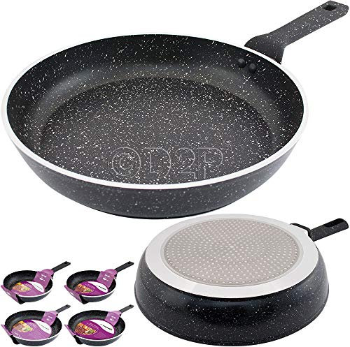 Aluminium Non Stick Forged Marble Coated Cooking Frying PAN Kitchen FRYPANS Soft (30cm)