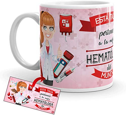 Kembilove Taza de Café de la Mejor Hematóloga del Mundo – Taza de Desayuno para la Oficina – Taza de Café y Té para Profesionales – Taza de Cerámica Impresa – Tazas de 350 ml para Hematólogas