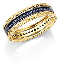 Daesar Ring 750 Gelbgold für Damen mit Saphir Partner Gold Ringe Trauring Große 63 (20.1)